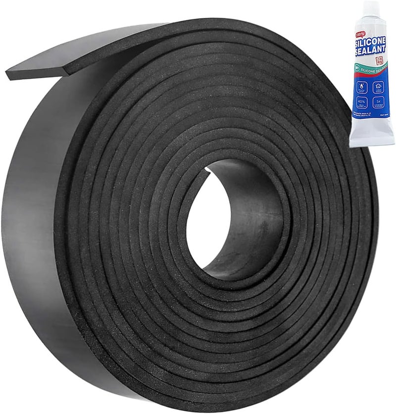 ZERITO Neoprene Rubber Strips Roll,1" Wide × 10' Long by 1/8"(.125)" Thick, Easy Cut Solid Neoprene Rubber Sheet for DIY Gaskets, Pads, Seals, Crafts, Flooring,Weather Stripping, Anti-Slip,Leveling - Image 1
